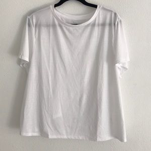 White Loose Jersey-Knit Tulip-Back Active Top